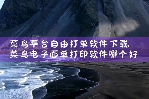 菜鸟平台自由打单软件下载