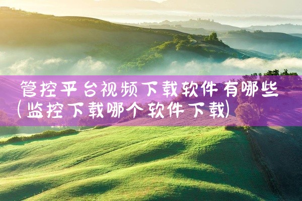 管控平台视频下载软件有哪些